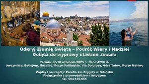 Pielgrzymka do Ziemi Świętej 3-10 września 2025